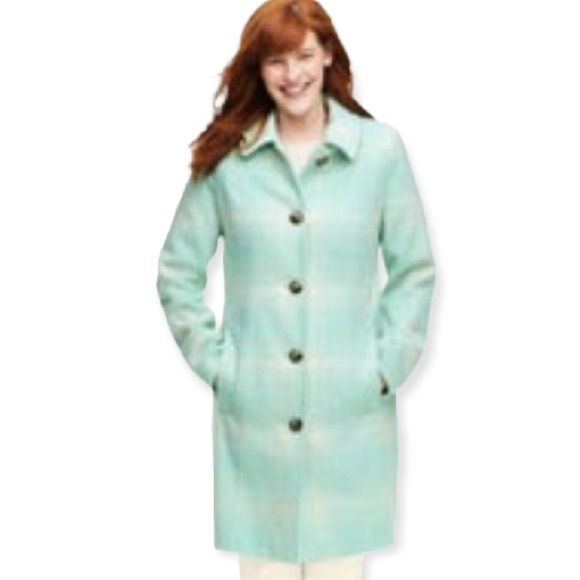 Lands' End Jackets & Blazers - HP! 🎉Land’s End wool blend pastel mint/cream peacoat 8